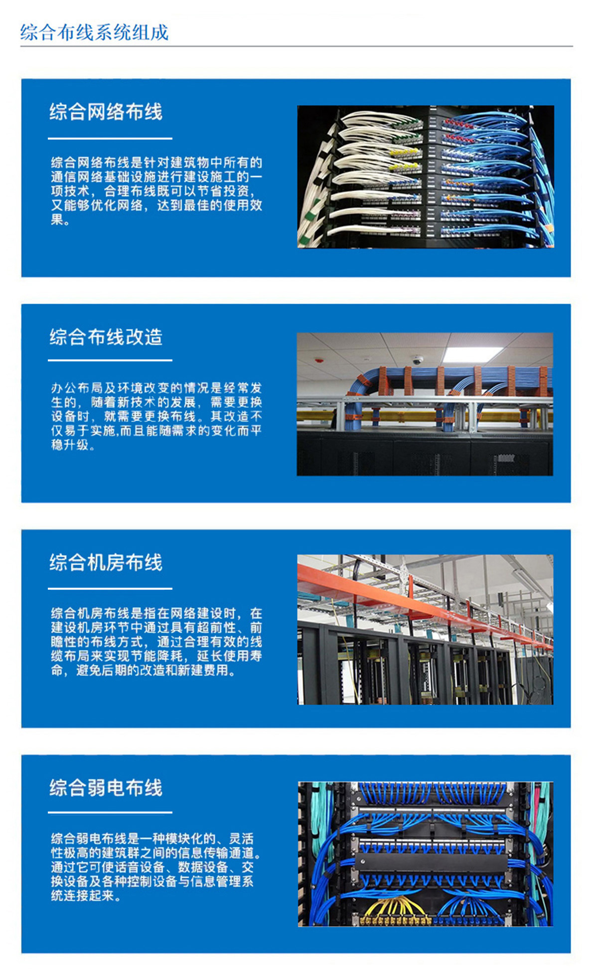 3科技園,工業(yè)園,商業(yè)園,產(chǎn)業(yè)園,農(nóng)業(yè)園,物流園等園區(qū)綜合布線，囊括園區(qū)網(wǎng)絡布線，綜合布線改造，機房布線,弱電布線等，布線是整個系統(tǒng)的基礎和關鍵環(huán)節(jié)，其質(zhì)量直接影響系統(tǒng)的穩(wěn)定性、可靠性和可擴展性。